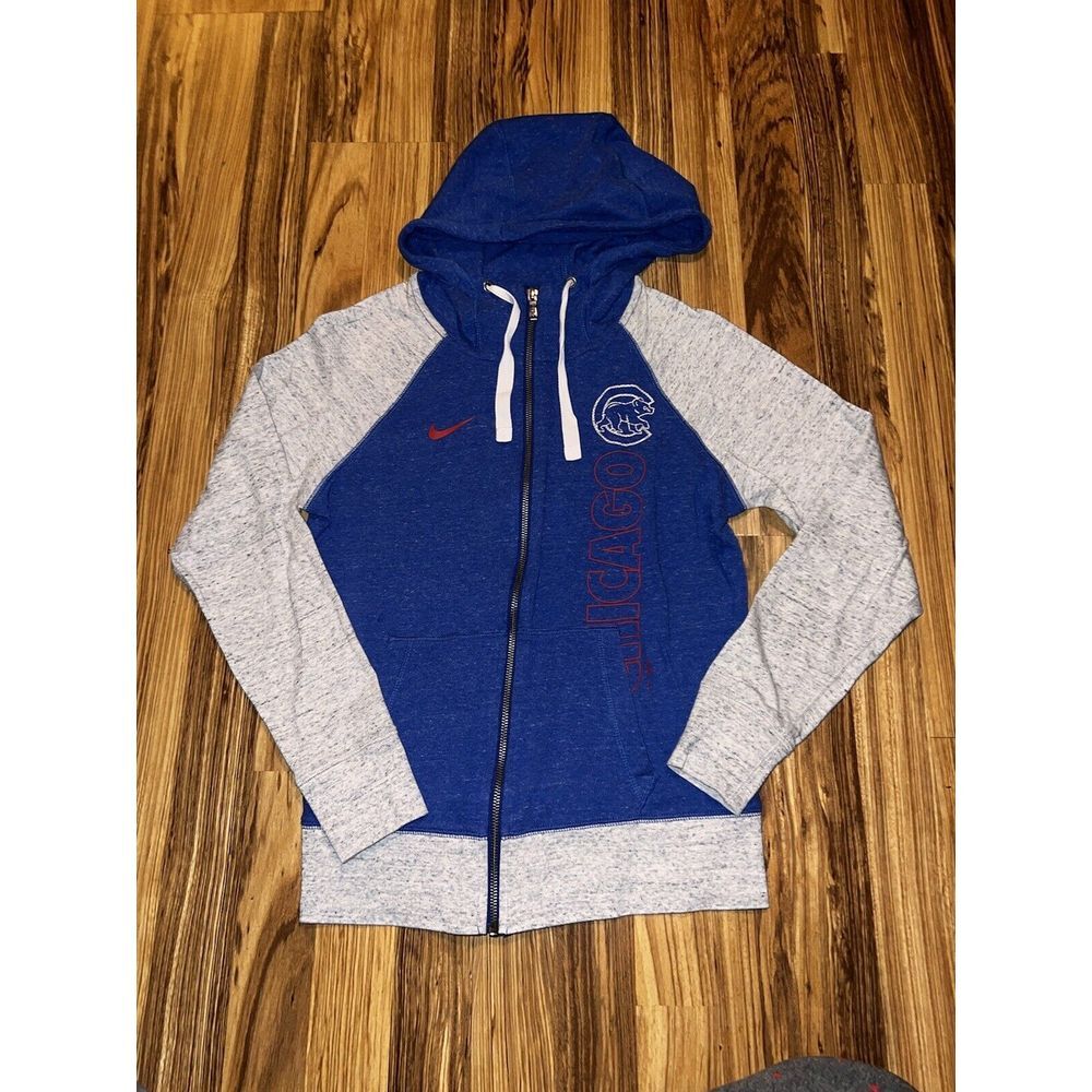 Nike Chicago Cubs Women's Blue Zip Up Hoodie Sz S Small‎ Thin Soft